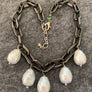 Chunky XXL Link Modern Chain Necklace with Faux Pearls