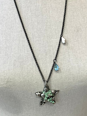 STAR PENDANT WITH CRYSTAL SILVER COLOR & GUNMETAL