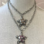DOUBLE LENGTH STAR PENDANT NECKLACE SILVER COLOR