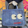 HAPPY FACE JUTE BAG/ XSMALL / BLUE