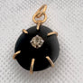 Eclipse Pendant – Handmade Black Stone with Crystal