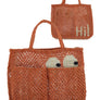 HAPPY FACE JUTE BAG-SMALL /PEACH