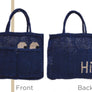 HAPPY FACE JUTE BAG-SMALL / NAVY BLUE