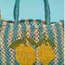 LEMON JUTE BAG X-SMALL / TURQUOISE TRIPES