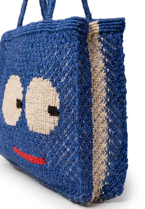 HAPPY FACE  JUTE BAG/ XSMALL / BLUE/ available  PRE-ORDER