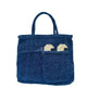 HAPPY FACE JUTE BAG-SMALL / NAVY BLUE