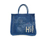 HAPPY FACE JUTE BAG-SMALL / NAVY BLUE