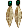 Drop Leave & Crystal Statement Earrings