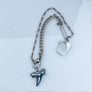Bi-Color Italian Cornicello & Tooth Shark Necklaces Set of 2