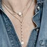 Minimal Movement Pearl Lariat Necklace