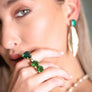 Drop Leave & Crystal Statement Earrings