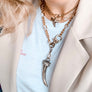 Bi-Color Italian Cornicello & Tooth Shark Necklaces Set of 2