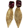 Drop Leave & Crystal Statement Earrings