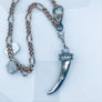 Bi-Color Italian Cornicello & Tooth Shark Necklaces Set of 2