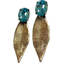 Drop Leave & Crystal Statement Earrings
