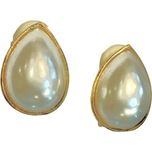 Pear Shape Pearl Earrings Clip On
