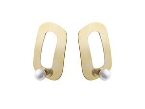 Rectangle Pearl Satelite Earrings