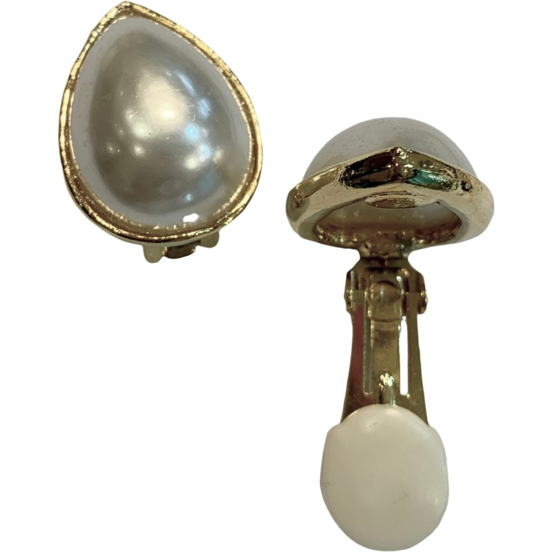 Pear Shape Pearl Earrings Clip On