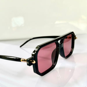 Black / Pink Aviator Trendy Sunglasses