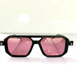 Black / Pink Aviator Trendy Sunglasses