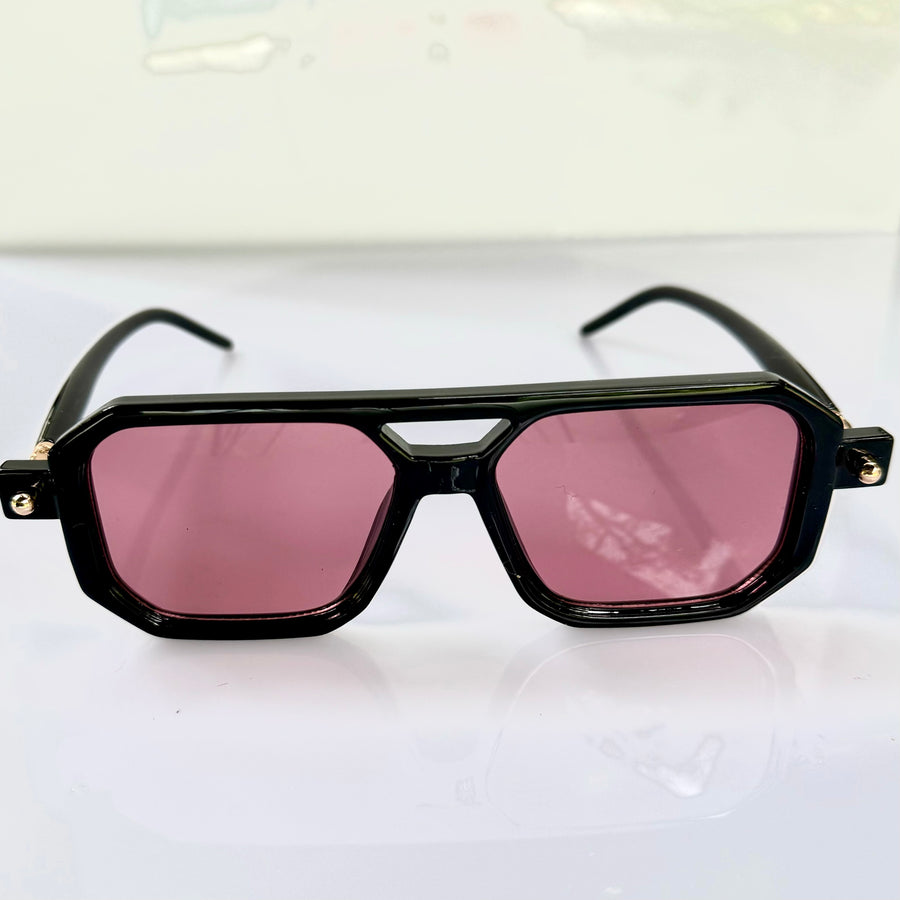 Black / Pink Aviator Trendy Sunglasses