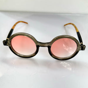 Grey / Pink Round  Trendy Sunglasses