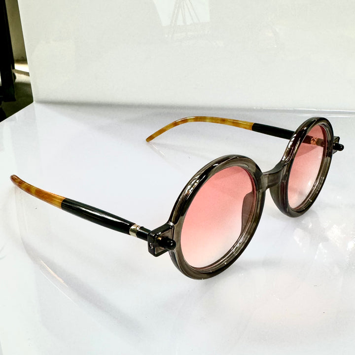 Grey / Pink Round  Trendy Sunglasses