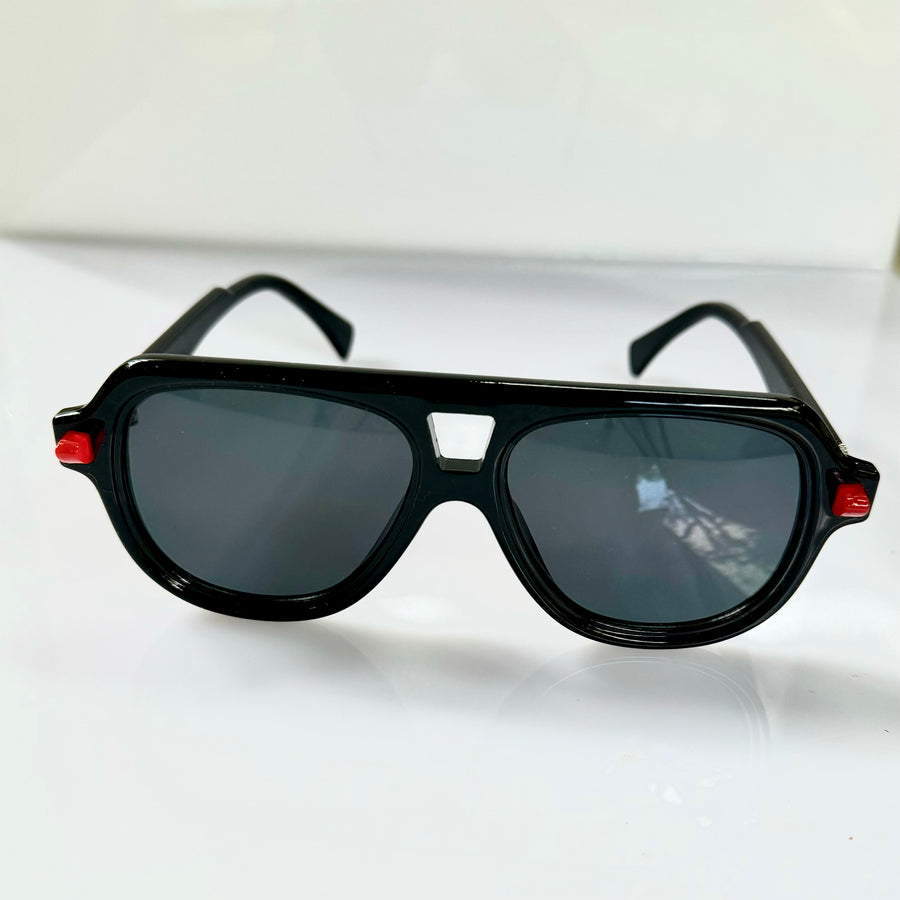 Black / Red detail Aviator  Trendy Sunglasses