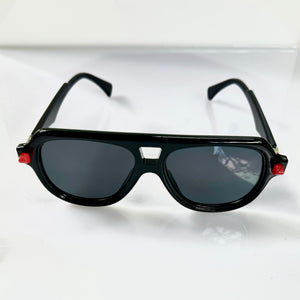 Black / Red detail Aviator  Trendy Sunglasses