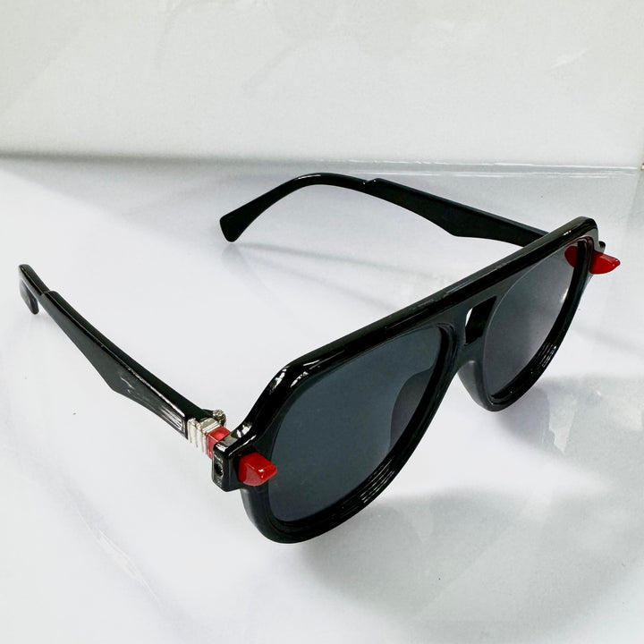 Black / Red detail Aviator  Trendy Sunglasses