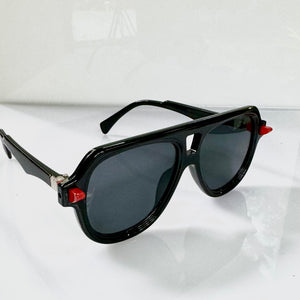 Black / Red detail Aviator  Trendy Sunglasses