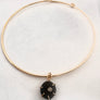 Eclipse Pendant – Handmade Black Stone with Crystal