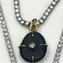 Eclipse Pendant – Handmade Black Stone with Crystal