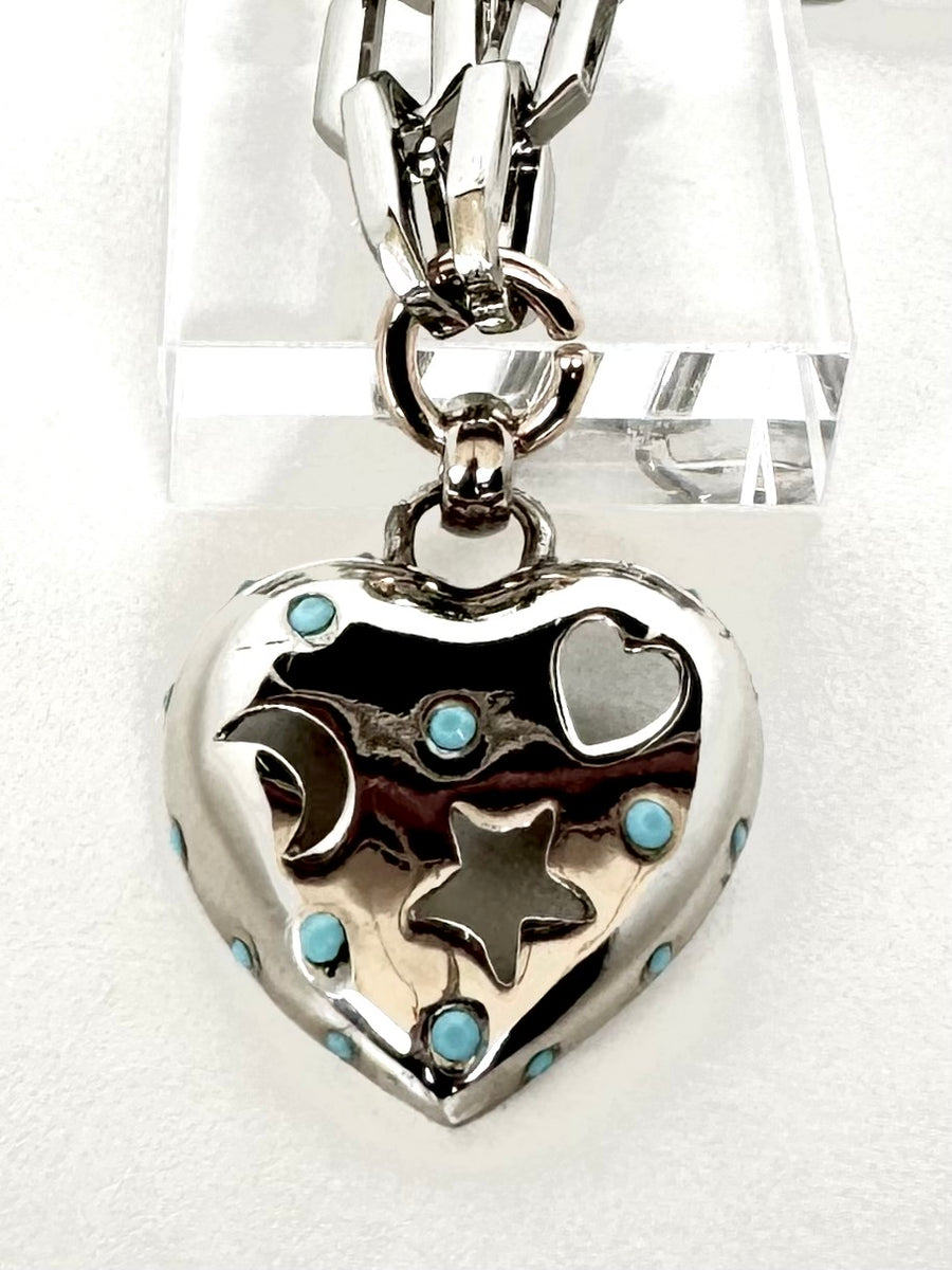 Chunky Lariat Necklace with Heart Pendant