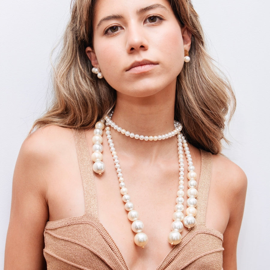 Chunky Pearls  Open Necklace
