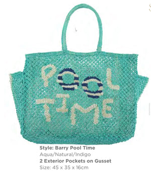 POOL TIME JUTE BAG - SMALL / TURQUOISE