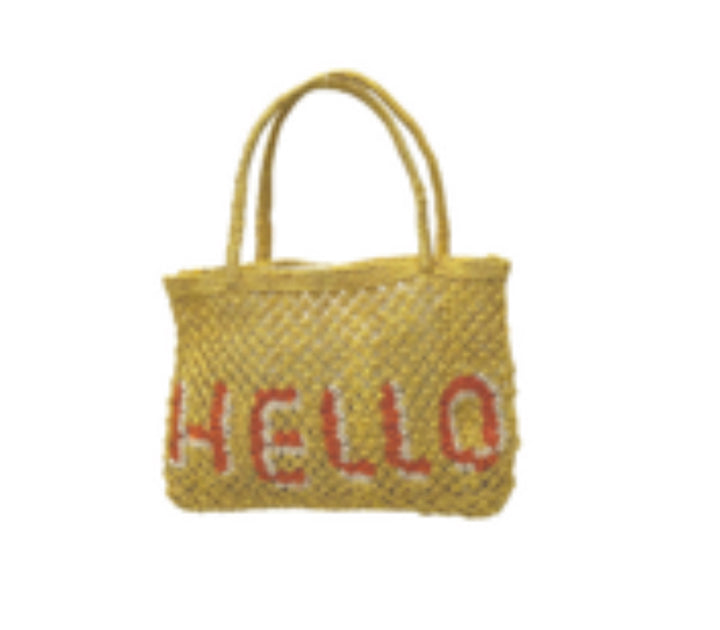 HELLO JUTE BAG X-SMALL / YELLOW  / Available PRE-ORDER