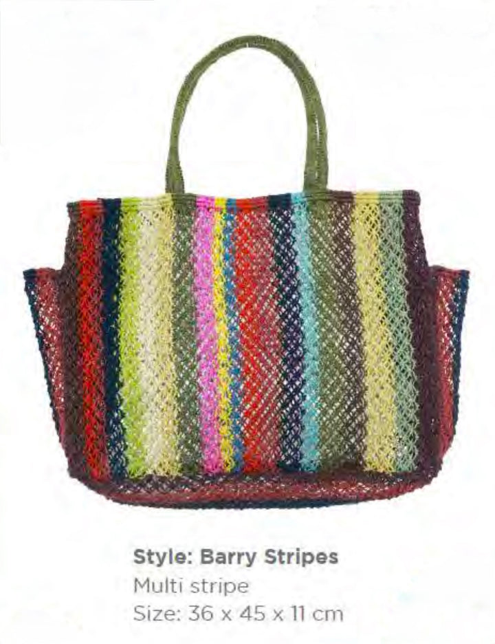 MULTI STRIPES JUTE BAG - LARGE