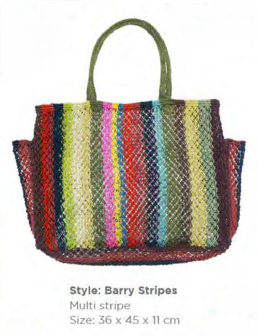 MULTI STRIPES JUTE BAG - LARGE