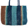 MULTI BLUE STRIPES JUTE BAG - LARGE