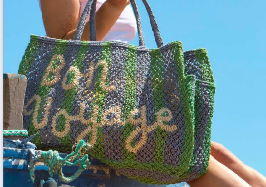 BON VOYAGE JUTE BAG - LARGE / TURQUOISE