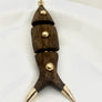 Wood  Med Fish Charm with Studs