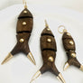 Wood  Med Fish Charm with Studs