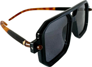 Black / Carey &  Brown Aviator Trendy Sunglasses