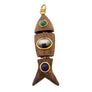 Wooden Fish Charm with Cabouchon