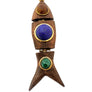 Wooden Fish Charm with Cabouchon