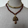 Handmade Wood Mushroom Pendant with Brass Stud