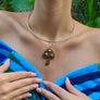 Handmade Wood Mushroom Pendant with Brass Stud