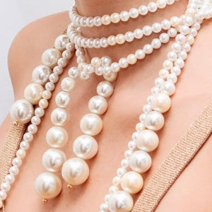 Chunky Pearls  Open Necklace