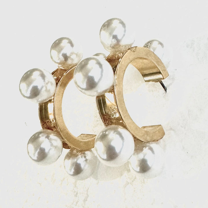 Jupiter Gold Plated Pearls Hoops Earrings